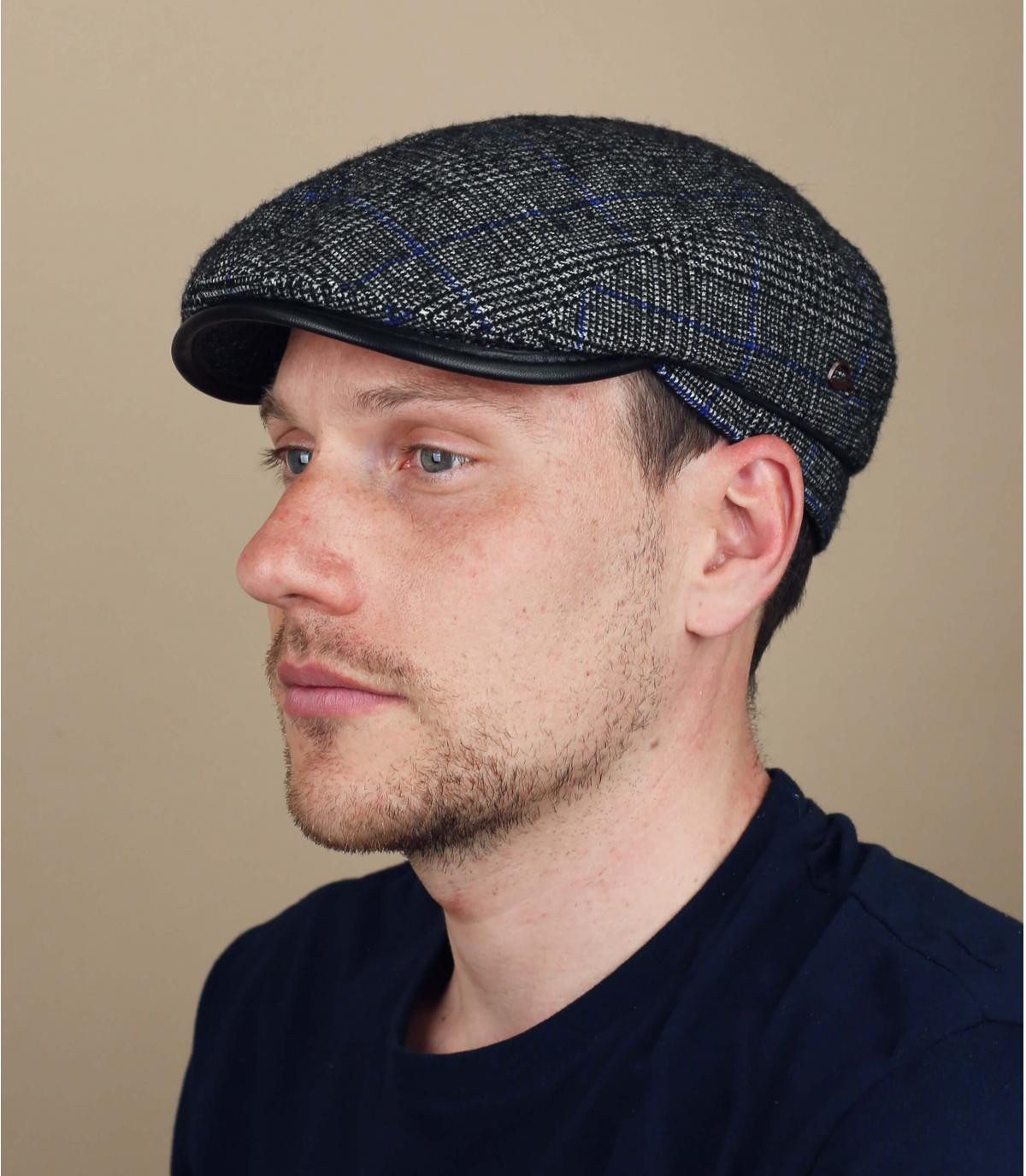 blauwe wol geruite baret Xavier Plaid grey blue blauwe wol geruite baret Xavier Plaid grey blue